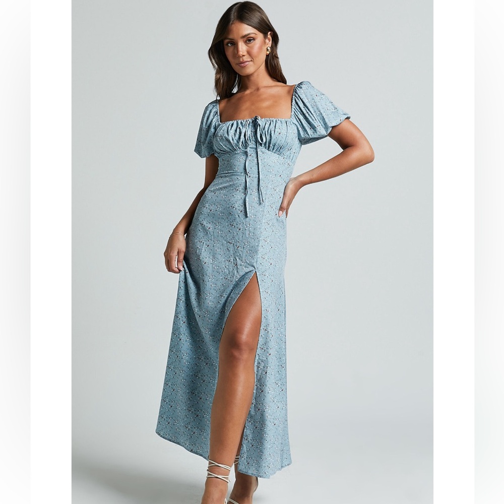 Showpo Light Blue Floral Midi Dress